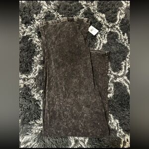 Black & Gray Acid Wash Tube Maxi Dress